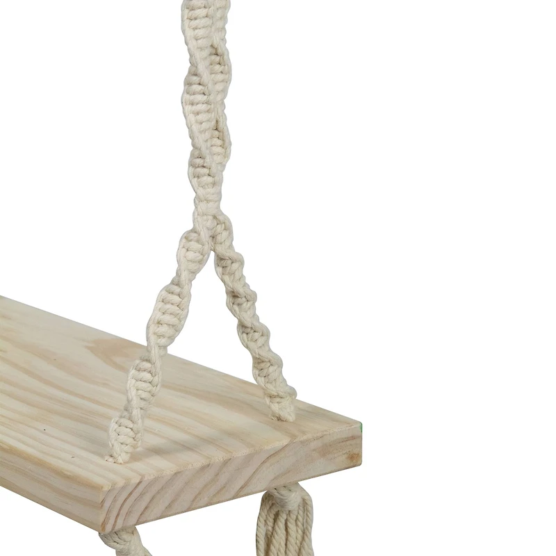 22" Ivory Rope Wooden Swing Chair