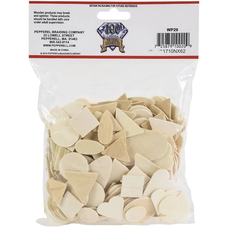 Pepperell Assorted Wooden Shapes, 250ct.