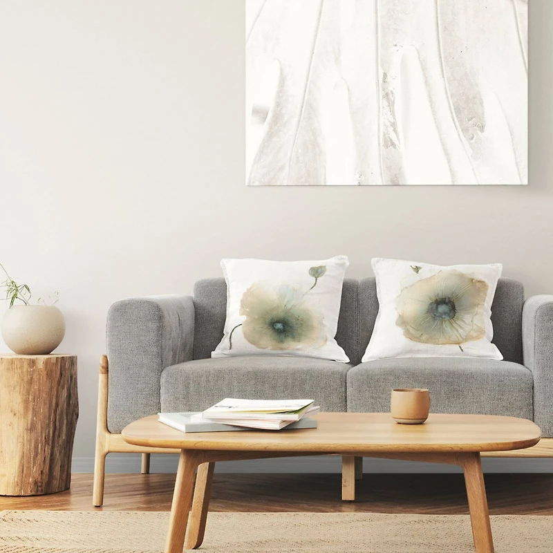 Stupell Industries Abstract Neutral Layered Floral Poppy Petals 2 Pillow Set, 18" x 18"