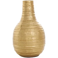 13" Gold Metal Snakeskin Inspired Vase with Dimensional Linear Accents