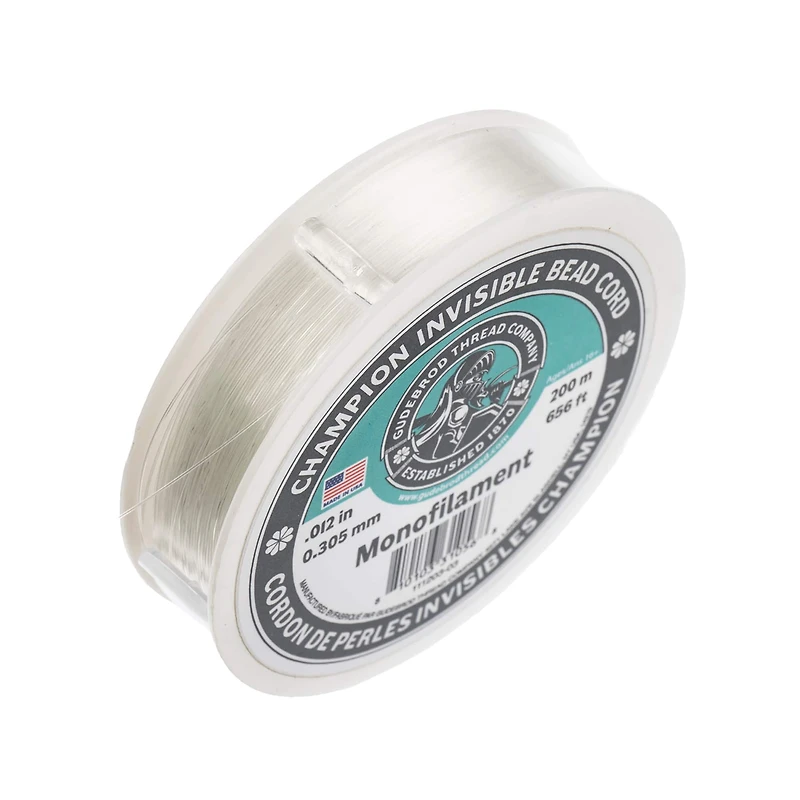 Gudebrod 0.012" x 656ft. Monofilament Champion Invisible Bead Cord