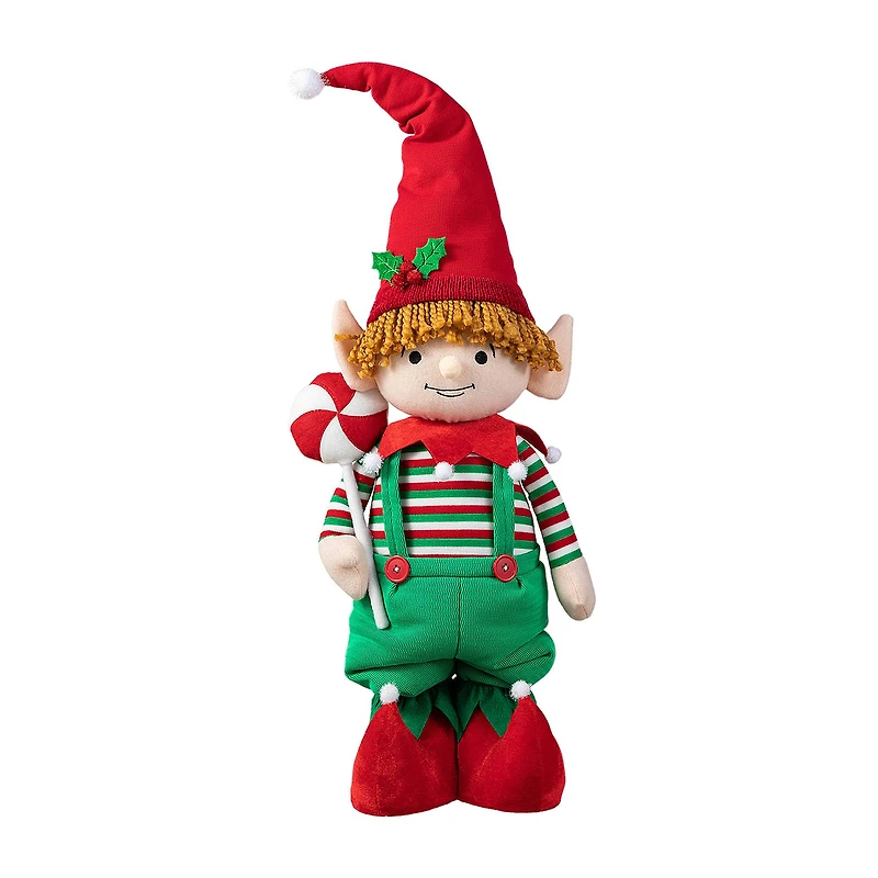 Glitzhome® 39" Telescopic Christmas Elf Boy Standing Décor