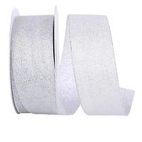 JAM Paper 1.5" x 25yd. Silver Woven Shimmer Wired Ribbon