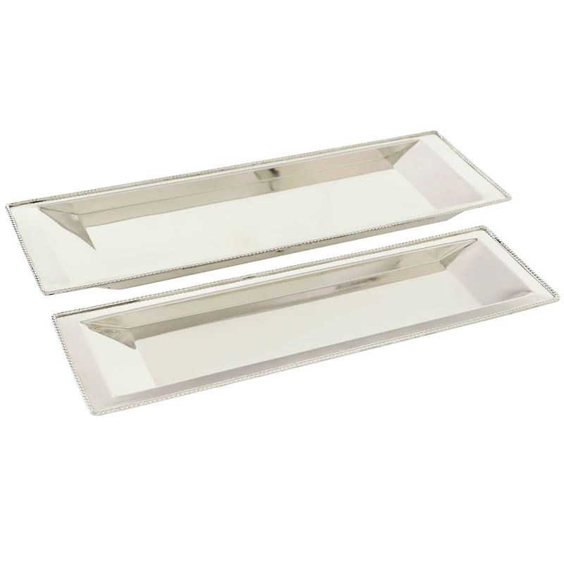 The Novogratz Set of 2" White Stainless Steel Traditional Tray, 22", 25"