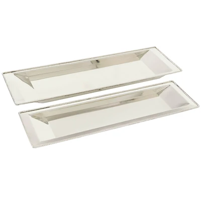 The Novogratz Set of 2" White Stainless Steel Traditional Tray, 22", 25"