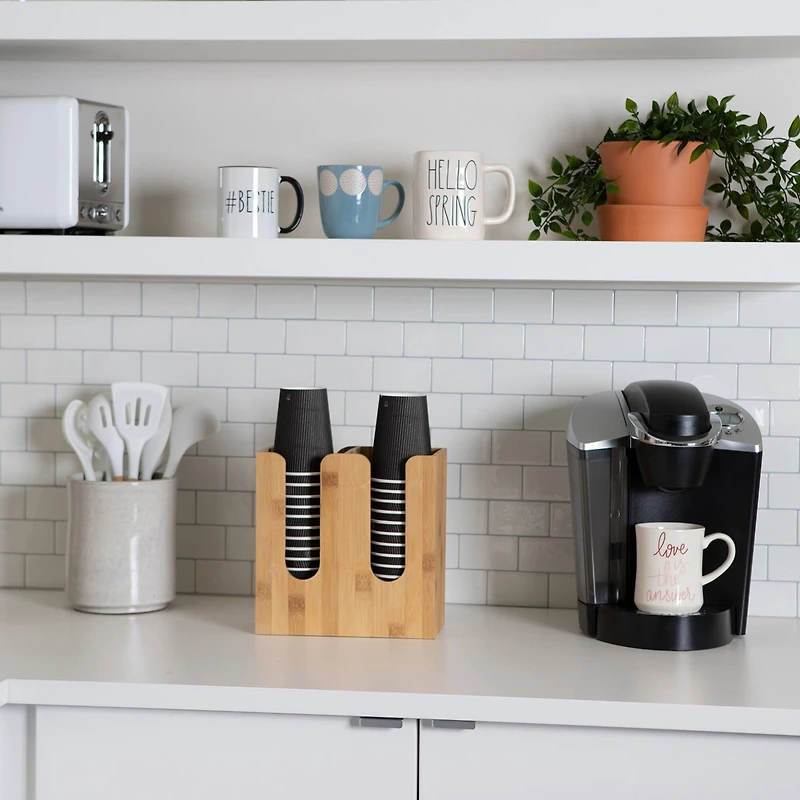 Mind Reader Brown 2 Row Cup & Lid Stand Organizer