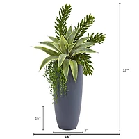3ft. Snake Plant & Succulent in Gray Planter