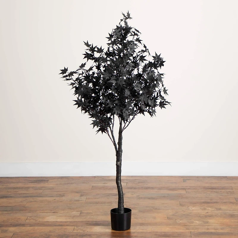 5ft. Pre-Lit Artificial Halloween Black Maple Tree with 240 Orange & Purple LED Lights