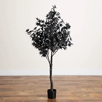 5ft. Pre-Lit Artificial Halloween Black Maple Tree with 240 Orange & Purple LED Lights