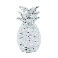 Silver Polystone Glam Pineapple Sculpture, 12" x 6" x 6"