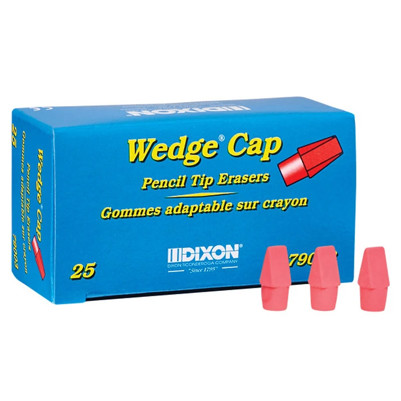 Dixon® Wedge Pencil Cap Pink Erasers, 8 Packs of 25