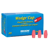 Dixon® Wedge Pencil Cap Pink Erasers, 8 Packs of 25