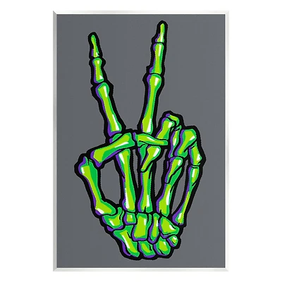 Stupell Industries Green Skeleton Peace Hand Wall Plaque Art