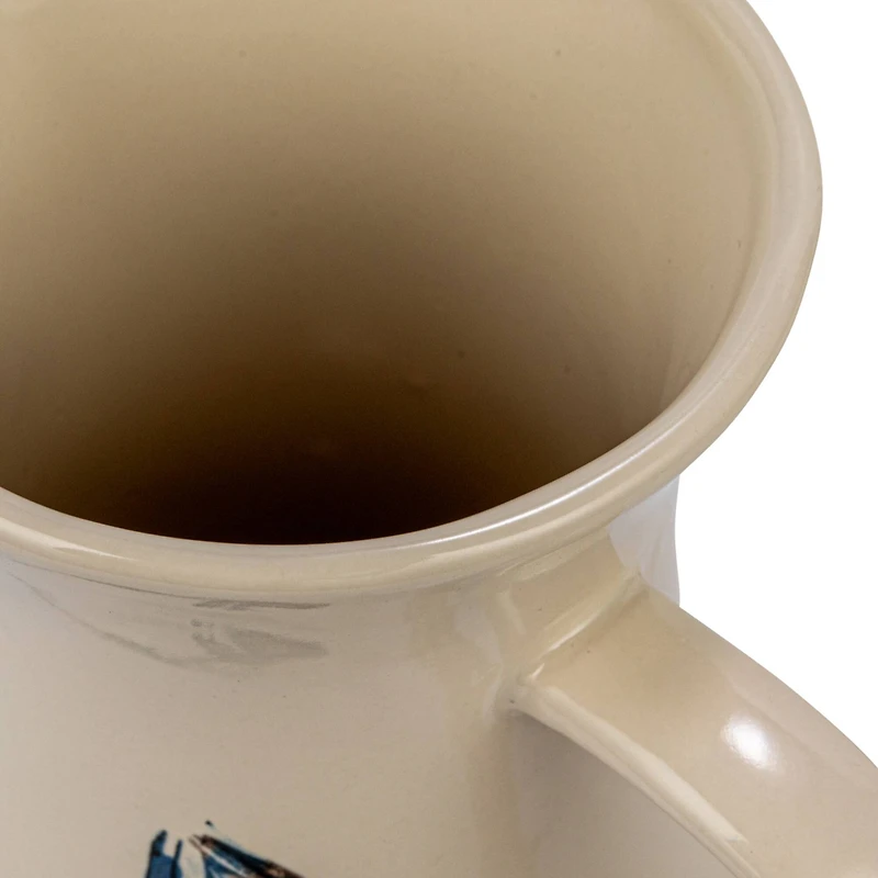 Hello Honey® 2qt. White & Blue Lobster Print Stoneware Pitcher