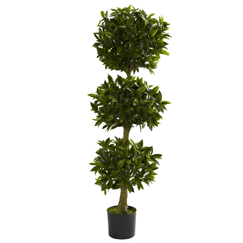 5ft. Potted UV Resistant Triple Bay Leaf Topiary Tree