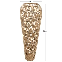 35" Gold Art Deco Arches Aluminum Vase