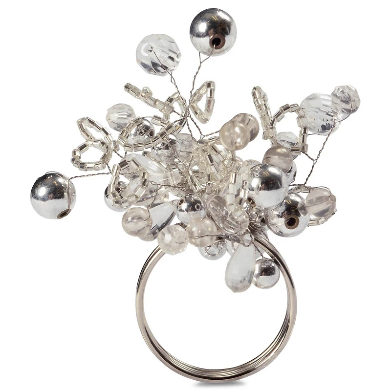 DII® Silver Multi Bead Napkin Rings, 6ct.