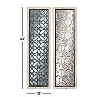 Set of 2 White Wood Glam Wall Decor, 12" x 43"