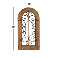 Brown Rustic Metal & Wood Arched Gate Wall Décor