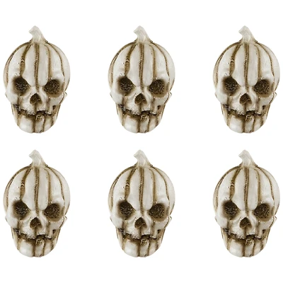 Bag of Mini Pumpkin Head Skulls Halloween Decorations - 3" - Set of 6