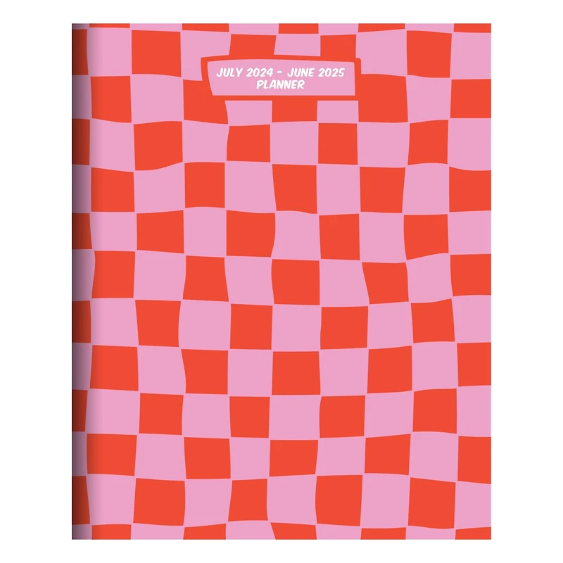 TF Publishing 2024-2025 Medium Checkered Pink & Red Monthly Planner