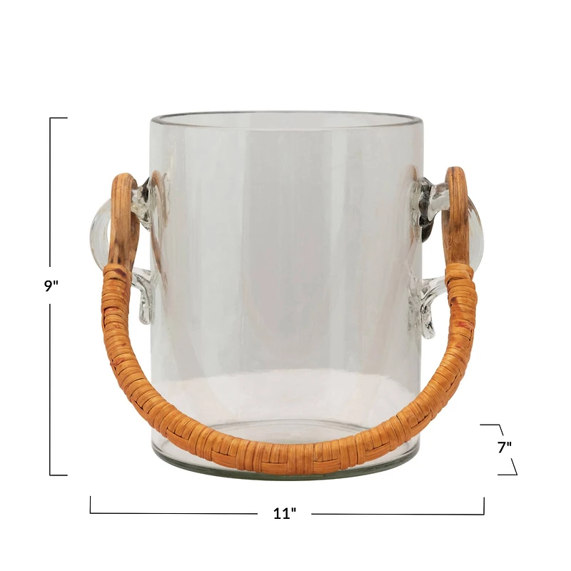 Hello Honey® 2qt. Glass Ice Bucket with Bamboo Wrapped Handle