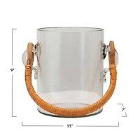 Hello Honey® 2qt. Glass Ice Bucket with Bamboo Wrapped Handle
