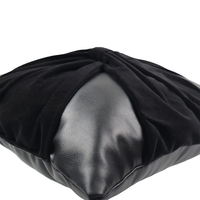 16" Black Faux Leather & Velvet Bow Throw Pillow by Ashland®