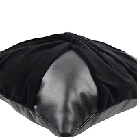 16" Black Faux Leather & Velvet Bow Throw Pillow by Ashland®