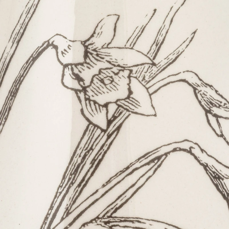 Hello Honey® 2qt. White & Charcoal Flower Design Stoneware Pitcher