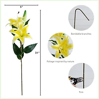 31" Yellow Lily Flower Stems, 3ct.