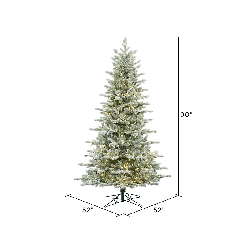 7.5ft. Pre-Lit Frosted Eastern Fraser Fir Artificial Christmas Tree, Warm White LED Lights