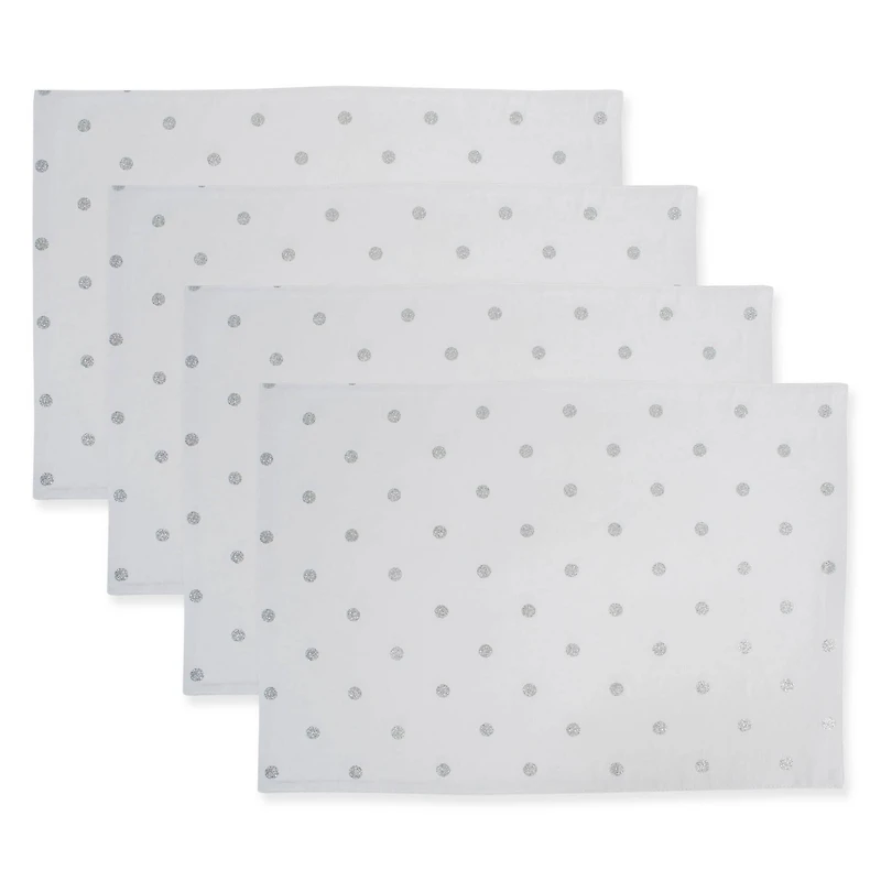 DII® Reversible Polka Dot Placemat(Set of 4) Metallic Silver/White