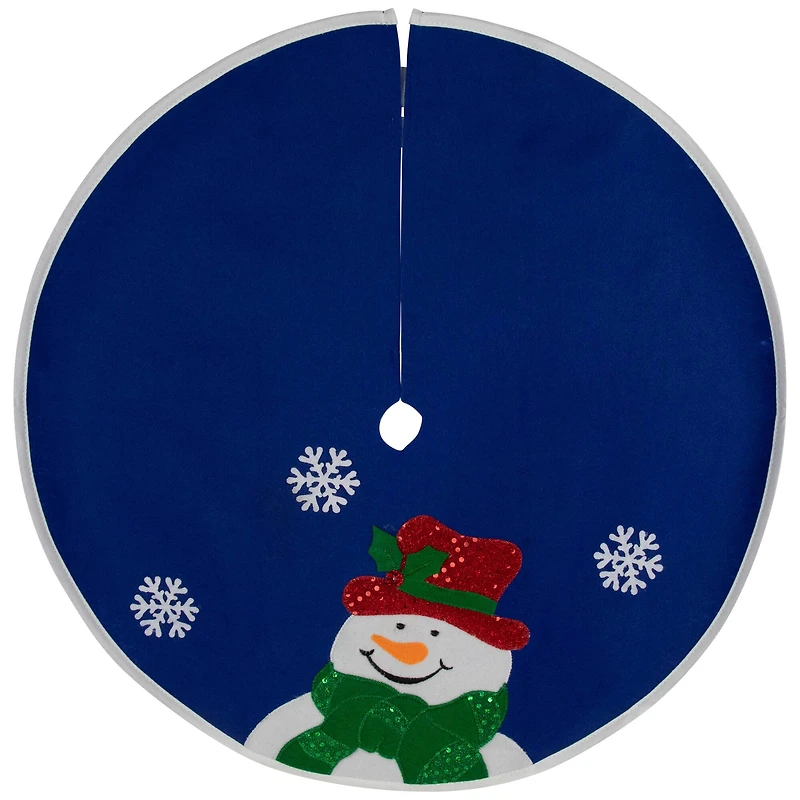 20" Blue Mini Tree Skirt with Embellished Snowman