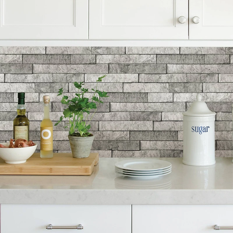 Brewster Gray Stone Peel & Stick Backsplash