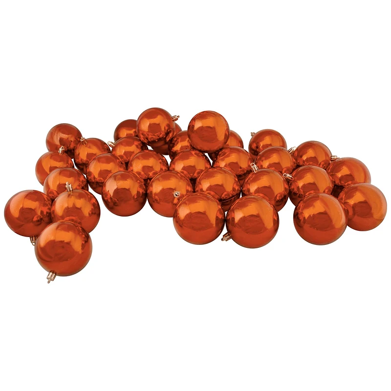 32ct. 3.25" Shiny Orange Shatterproof Plastic Ball Ornaments