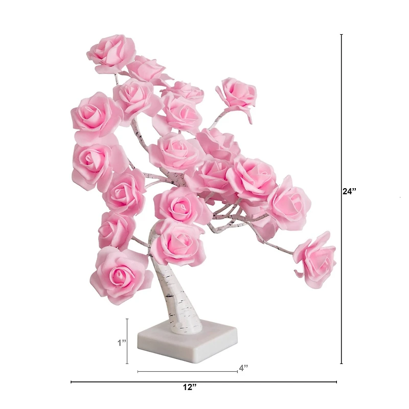 2ft. Pre-Lit Artificial Valentine's Day Twig Tree with 24 Rose Shaped LED Lights