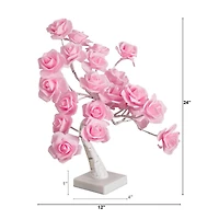 2ft. Pre-Lit Artificial Valentine's Day Twig Tree with 24 Rose Shaped LED Lights
