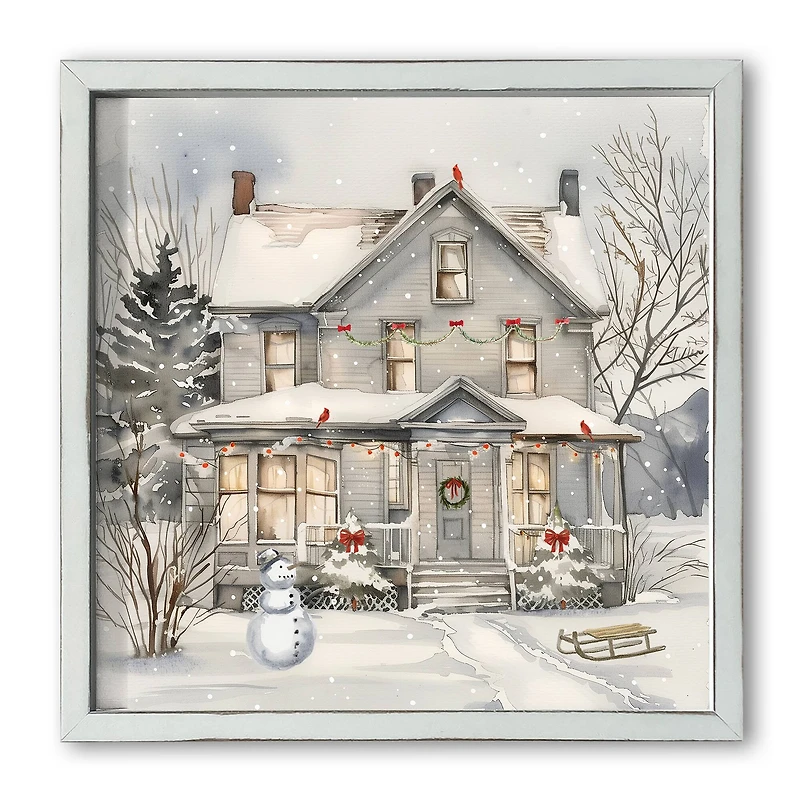 Neutral Holiday Home 16" x 16" White Framed Print