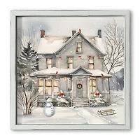 Neutral Holiday Home 16" x 16" White Framed Print