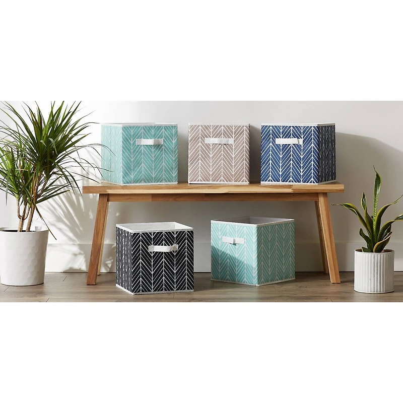 DII® 11" Aqua Herringbone Storage Cube, 2ct.