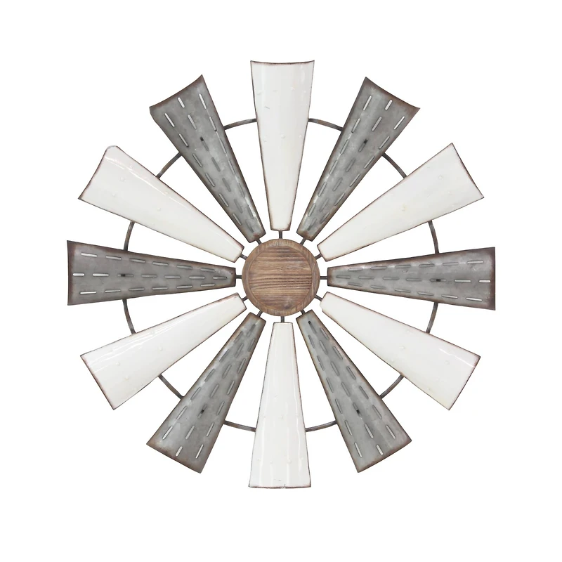 White Farmhouse Decorative Windmill Wall Accent
