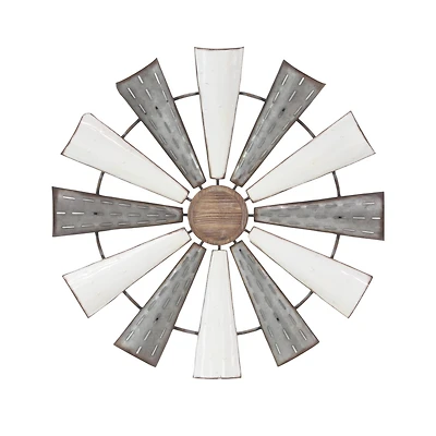 White Farmhouse Decorative Windmill Wall Accent