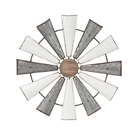 White Farmhouse Decorative Windmill Wall Accent