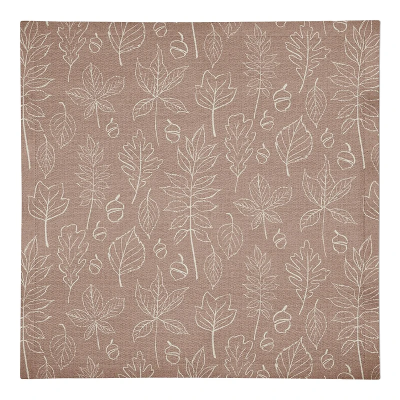 Dusty Rose Leaf Pattern Cotton Twill Napkin
