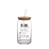 15.2oz. Read the Room Glass with Bamboo Lid & Straw by Ashland®