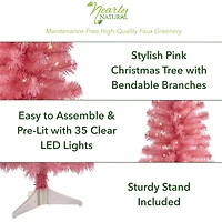 2ft. Pre-Lit Pink Artificial Christmas Tree, Clear LED Lights