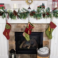 Silver Mantel Garland & Christmas Stocking Holder, 2ct.