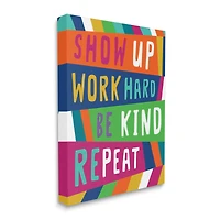 Stupell Industries Show Up Work Hard Phrase Pop Stripe Pattern Canvas Wall Art