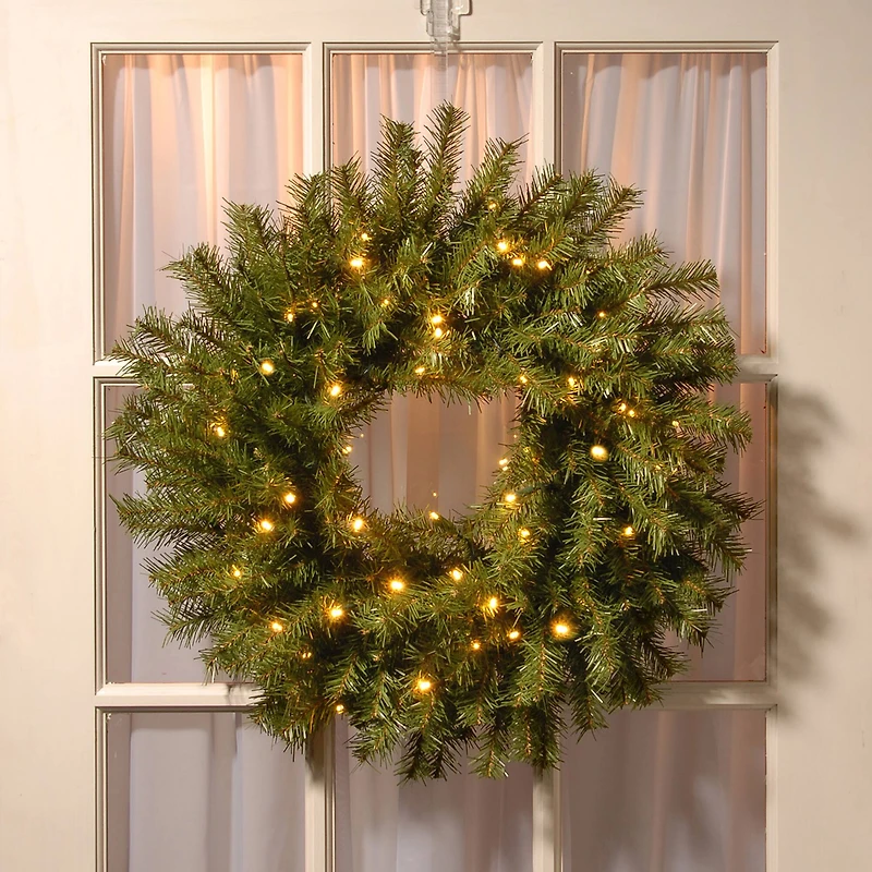 24" Norwood Fir Wreath With Warm White LED Lights